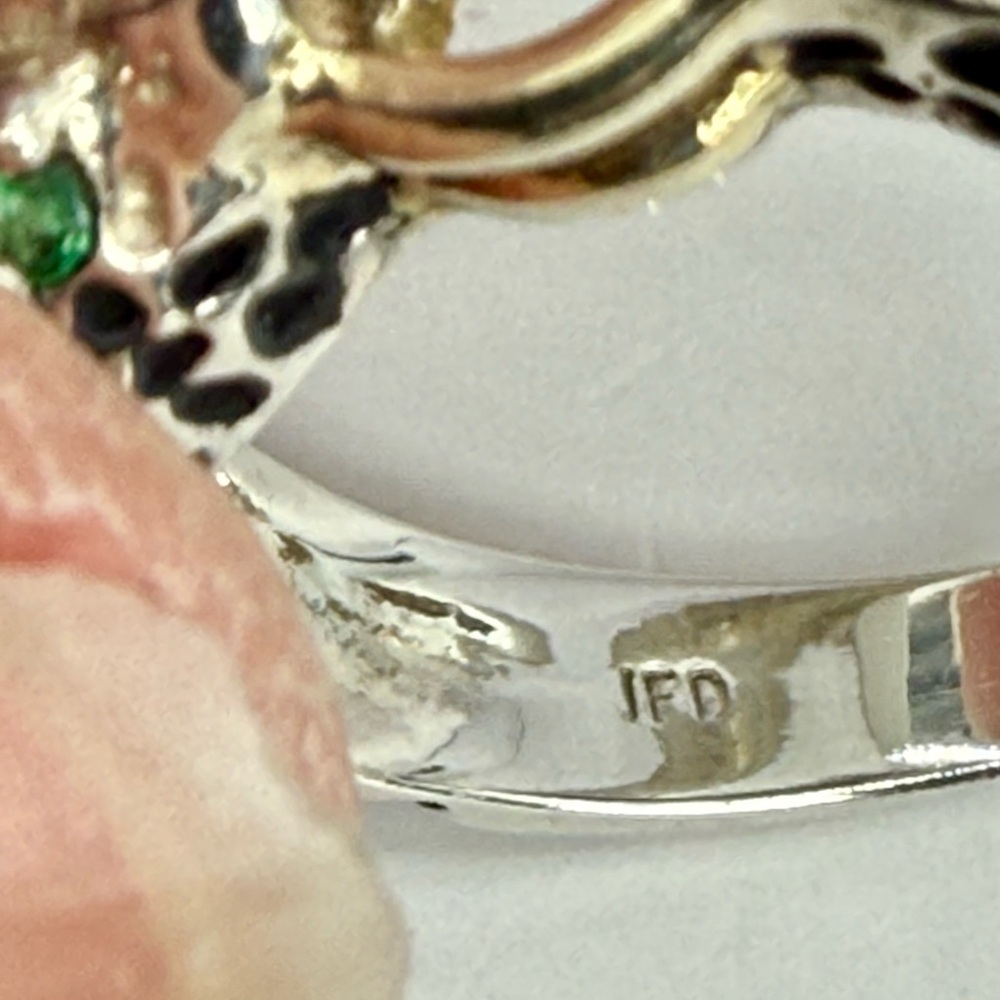 JED Joseph DeMarco Double Panther Ring 925 Sterling Genuine Emerald Eyes Sz 8 - Picture 16 of 16